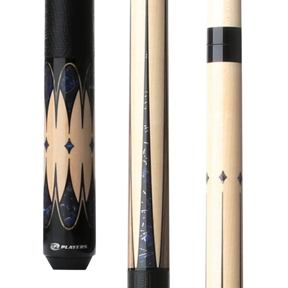 Players Natural Maple & Blue Stone Cue with Black Linen Wrap - 19oz - view 2