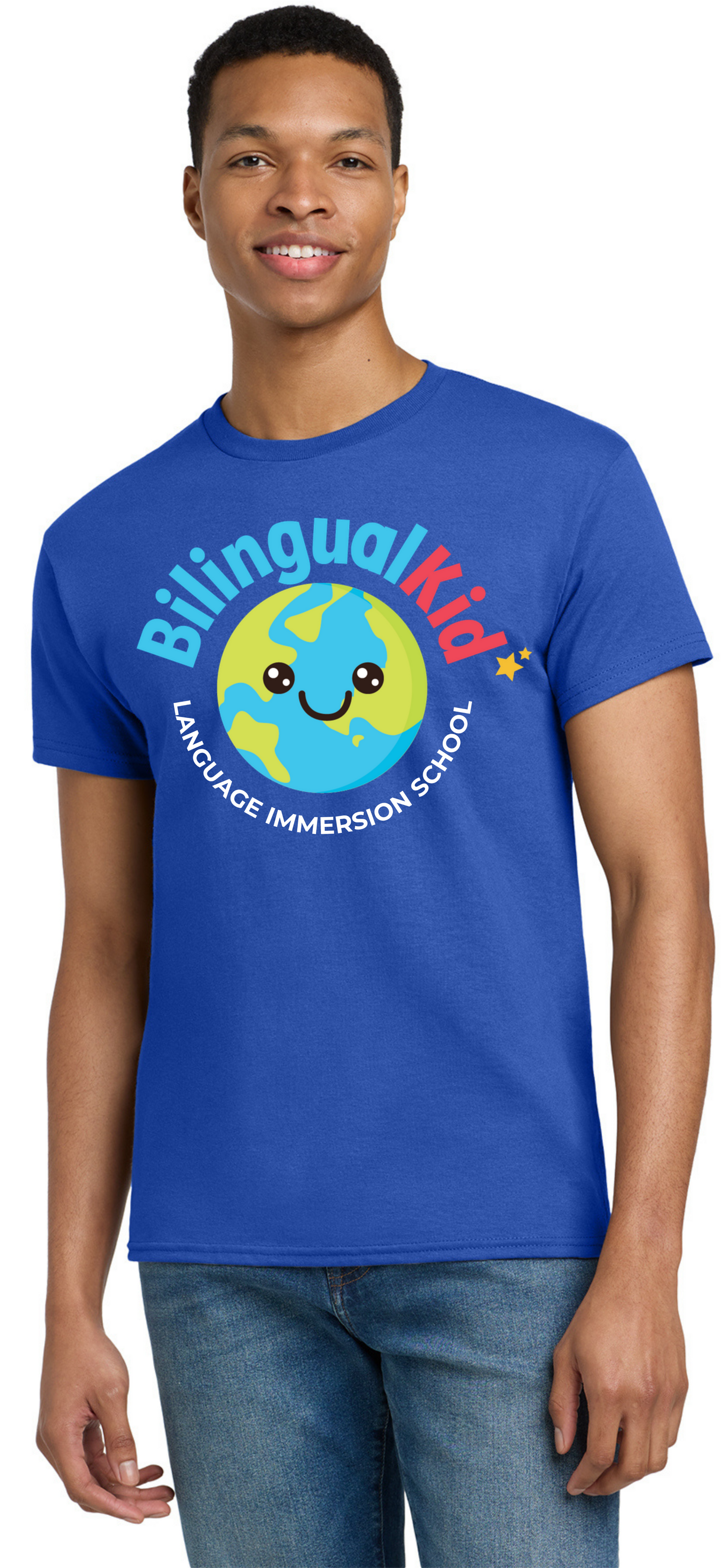 Bilingual Kid Adult Blue T-Shirt