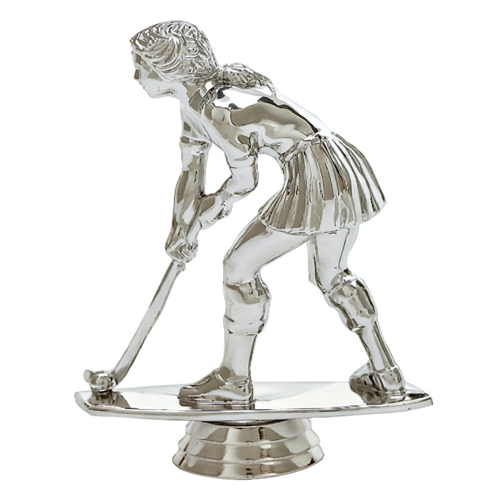 Field Hockey Figure, Female, Silver - 5"