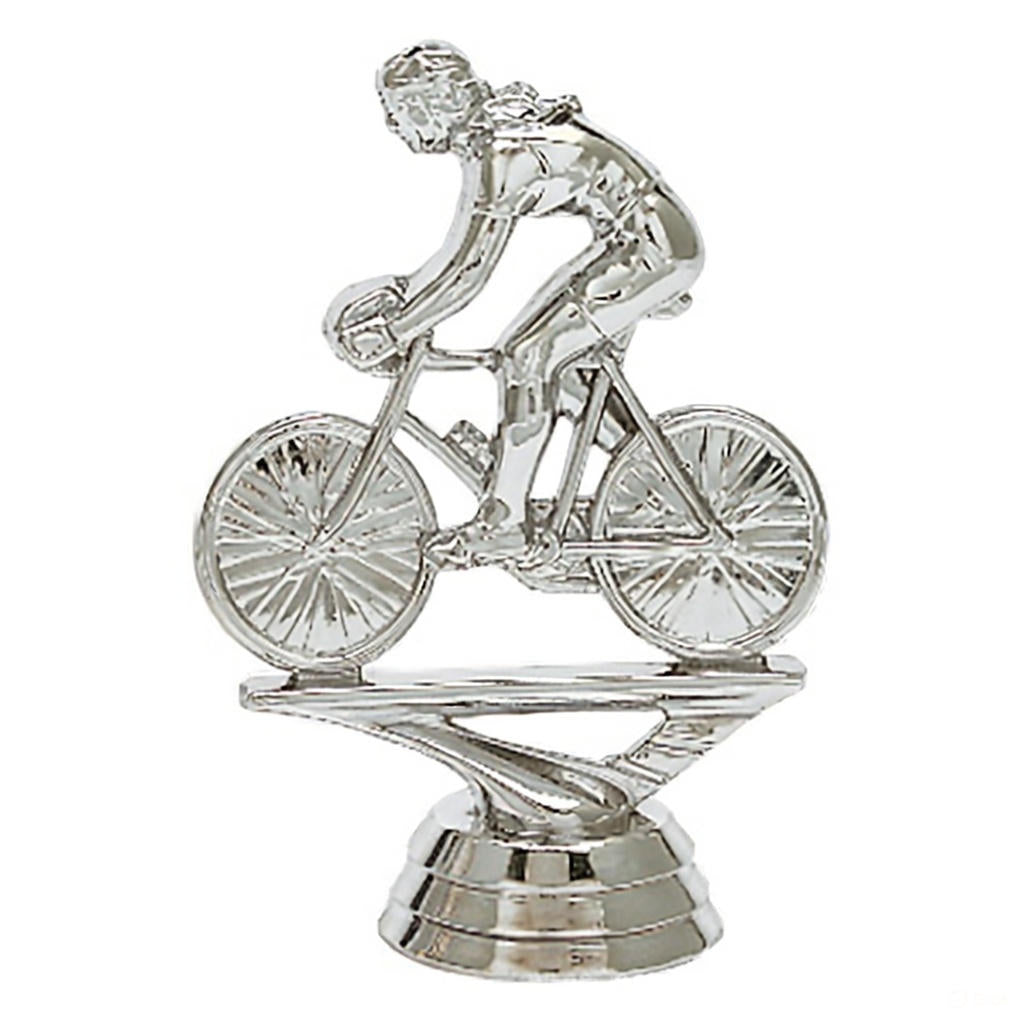 Bicycle Rider Figure, Female, Silver - 3 3/4"