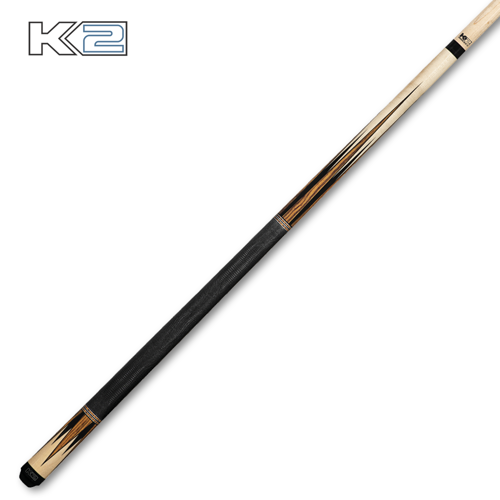 K2 KL194 Natural Gloss Cue With Bocote/Black 8pt. Pattern & Black Embossed Lizard Wrap - view 2