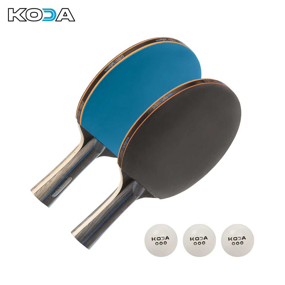 KODA Pack of 2 Table Tennis Paddles and 3 3-Star Balls