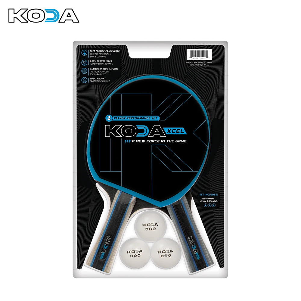 KODA Pack of 2 Table Tennis Paddles and 3 3-Star Balls - view 4