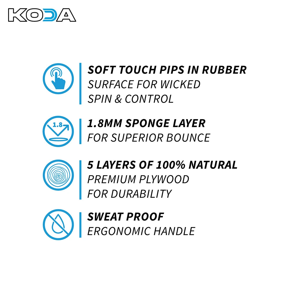 KODA Pack of 2 Table Tennis Paddles and 3 3-Star Balls - view 3