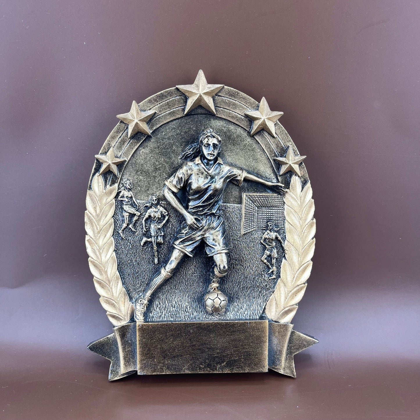 Soccer Female Oval Plate Resin Trophy