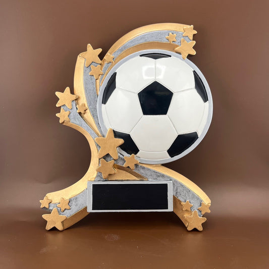 Soccer Ball Gold Star Resin Trophy