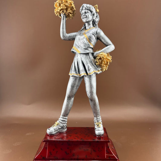 Cheerleading Gold and Silver Resin Trophy